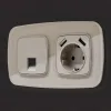 Комплект механизма компьютерной розетки Ambrella Volt RJ-45 (8P8C) CAT6A экранированной с автоматической защитной шторкой OMEGA MO372005 Серо-бежевый матовый QUANT (OP3720, VM185) MO372005 - 3
