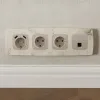 Комплект механизма компьютерной розетки Ambrella Volt RJ-45 (8P8C) CAT6A экранированной с автоматической защитной шторкой OMEGA MO372005 Серо-бежевый матовый QUANT (OP3720, VM185) MO372005 - 1