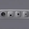 Комплект механизма компьютерной розетки Ambrella Volt RJ-45 (8P8C) CAT6A экранированной с автоматической защитной шторкой OMEGA MO512005 Сталь матовый QUANT (OP5120, VM185) MO512005 - 2