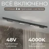 Трековая система со светильниками №4 трехфазная накладная Eldeko (48В, форма - прямая, 2м, 4000K) черная Hesby Lighting HSBL_kompl_E004_NI2B4K HSBL_kompl_E004_NI2B4K - 2