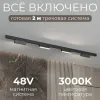 Трековая система со светильниками №4 трехфазная накладная Eldeko (48В, форма - прямая, 2м, 3000K) черная Hesby Lighting HSBL_kompl_E004_NI2B3K HSBL_kompl_E004_NI2B3K - 2