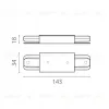 Питание центральное короткое (143mm) для шинопровода 50202X(-T), 50203X(-T) Barra Lightstar 502187-1 502187-1 - 2