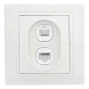 Розетка телефонная RJ11 + компьютерная RJ45 скрытой установки IP20,слоновая кость 