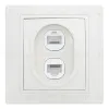 Розетка двойная компьютерная RJ45 скрытой установки IP20,слоновая кость 