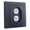 Розетка двойная компьютерная RJ45 скрытой установки IP20, черная 