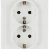 Розетка Эра Galaxy 15-2104-08 с заземлением двойная 2X2P+E Schuko 16А-250В IP20 белый матовый Б0070691 Б0070691 - 1