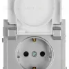 Розетка Эра Arktik 16-2103-03 с заземлением 2P+E Schuko со шторками с крышкой 16А-250В алюминий Б0070436 Б0070436 - 2