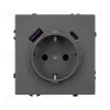 Розетка зк со шторками с USB тип А+С софт-тач серый базальт Arlight SCT-MUAC-SFPL-GR (250V, 16A) 054287(1) 054287(1) - 2