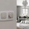 Комплект механизма 1-кл выключателя с самовозвратом с подсветкой 3200K OMEGA Серо-бежевый матовый QUANT Ambrella Volt MO362050 (OP3620, VM113, G11Y) MO362050 - 2