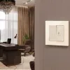 Комплект механизма 2-кл выключателя с самовозвратом с подсветкой 5600K ALFA Бежевый глянец QUANT Ambrella Volt MA304055 (AP3040, VM129, G14W) MA304055 - 3