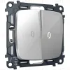 Комплект механизма 2-кл выключателя с самовозвратом с подсветкой 5600K OMEGA Серебро глянец QUANT Ambrella Volt MO404055 (OP4040, VM129, G14W) MO404055 - 1