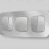 Комплект механизма 2-кл выключателя с самовозвратом с подсветкой 10000K OMEGA Серебро глянец QUANT Ambrella Volt MO404060 (OP4040, VM129, G17B) MO404060 - 3