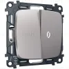 Комплект механизма 2-кл выключателя с самовозвратом с подсветкой 5600K OMEGA Сталь матовый QUANT Ambrella Volt MO504055 (OP5040, VM129, G14W) MO504055 - 1