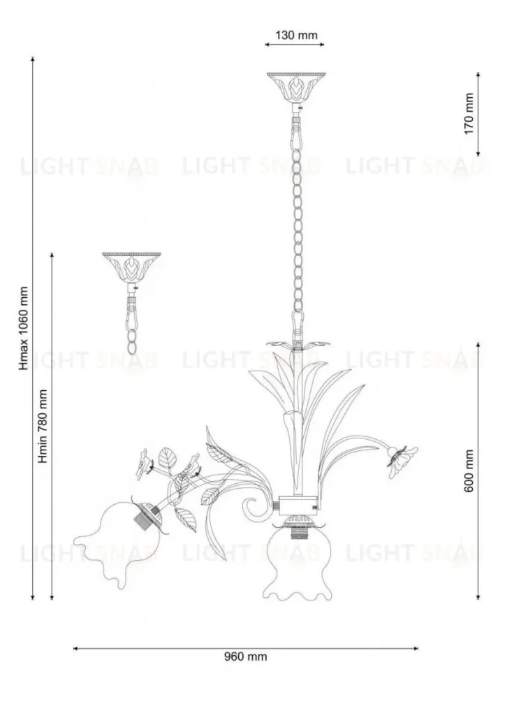 Подвесная люстра Lucia Tucci Fiori Di Rose 184.8.1 Fiori Di Rose 184.8.1