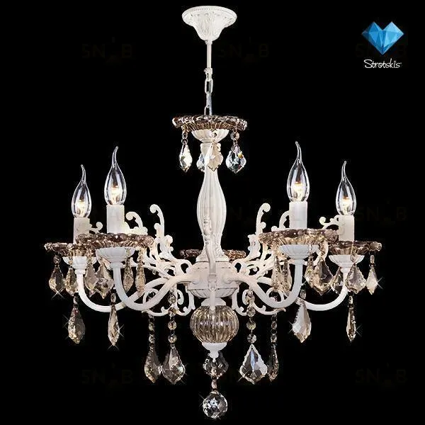 Подвесная люстра Eurosvet 3281/5 белый с золотом/тонированный хрусталь Strotskis 3281/5 белый с золотом/тонированный хрусталь Strotskis