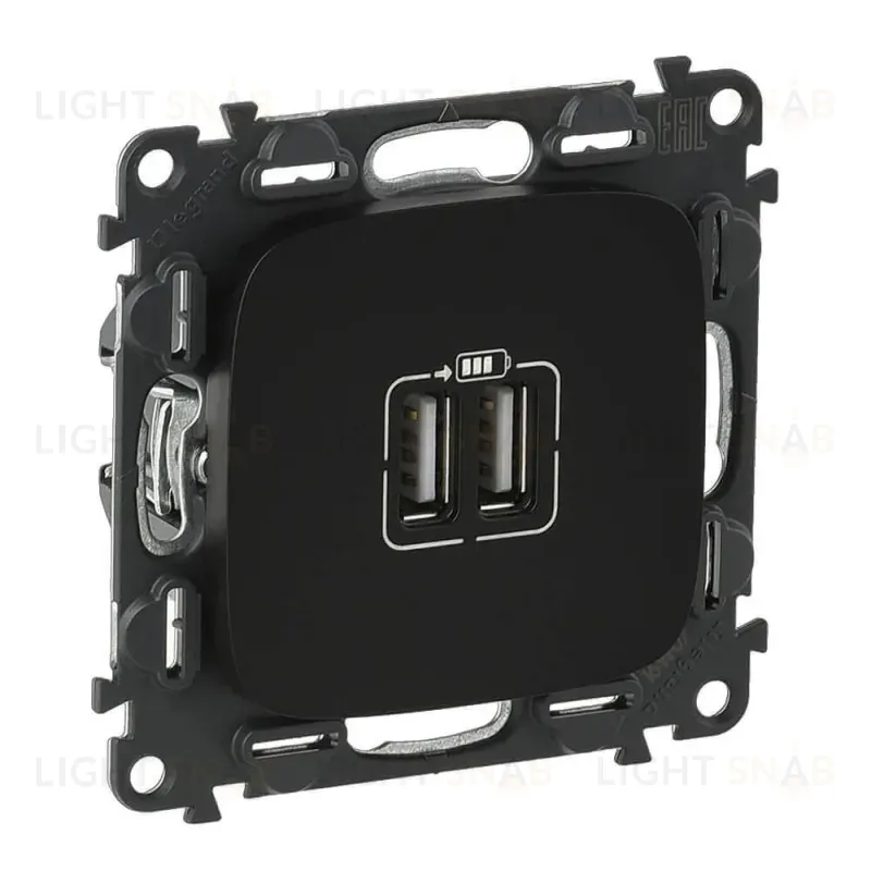 Розетка USB двойная Legrand Valena Allure 240V/5V 1500mA антрацит 754998 754998