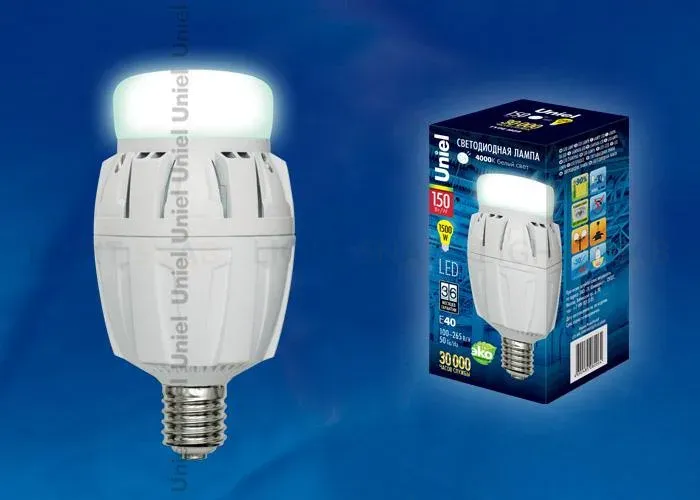 Лампа LED сверхмощная (UL-00000538) Uniel E40 150W (1500W) Uniel 6000K LED-M88-150W/DW/E40/FR ALV01WH LED-M88-150W/DW/E40/FR ALV01WH картон