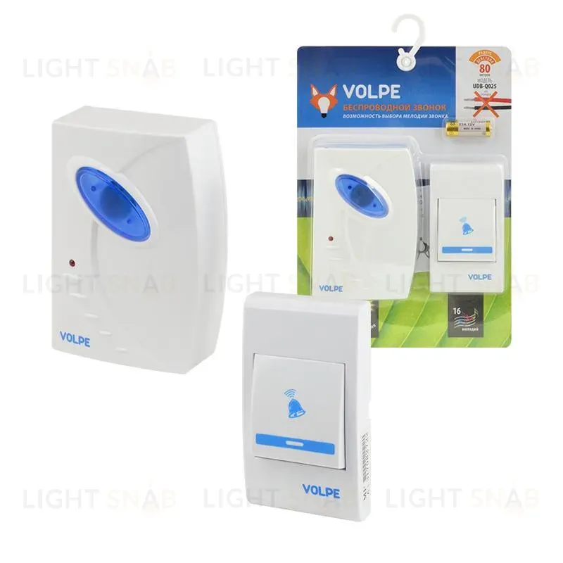 Звонок беспроводной (UL-00002401) Volpe UDB-Q025 W-R1T1-16S-80M-WH UDB-Q025 W-R1T1-16S-80M-WH