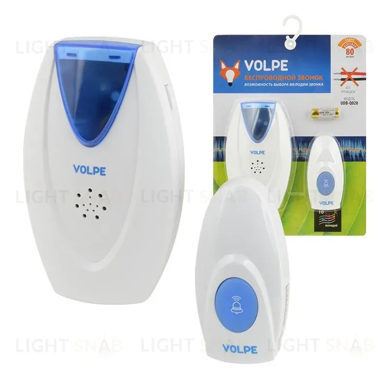 Звонок беспроводной (UL-00002404) Volpe UDB-Q028 W-R1T1-16S-80M-WH UDB-Q028 W-R1T1-16S-80M-WH
