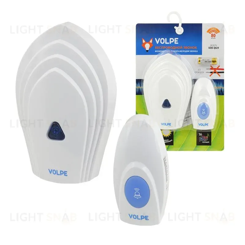 Звонок беспроводной (UL-00002405) Volpe UDB-Q029 W-R1T1-16S-80M-WH UDB-Q029 W-R1T1-16S-80M-WH