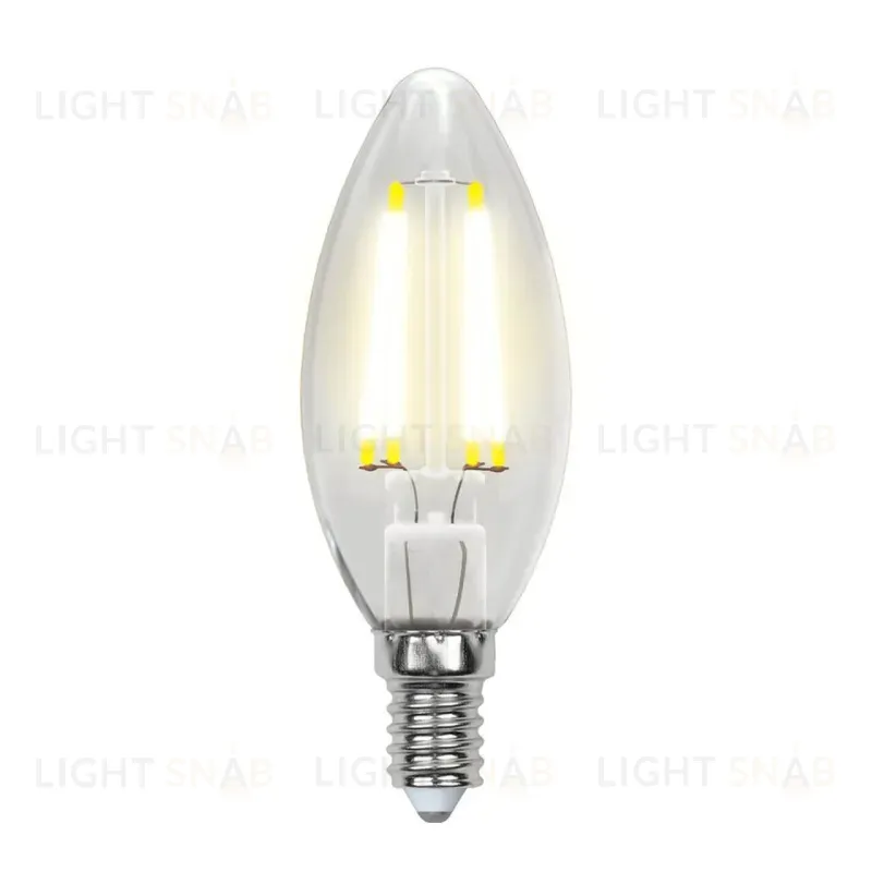 Лампа светодиодная филаментная (UL-00001373) Uniel E14 6W 4000K прозрачная LED-C35-6W/NW/E14/CL PLS02WH LED-C35-6W/NW/E14/CL PLS02WH картон