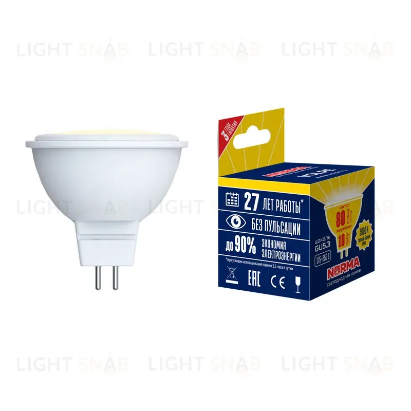 Лампа светодиодная (UL-00003839) Volpe GU5.3 7W 3000K матовая LED-JCDR-7W/WW/GU5.3/NR LED-JCDR-7W/WW/GU5.3/NR картон