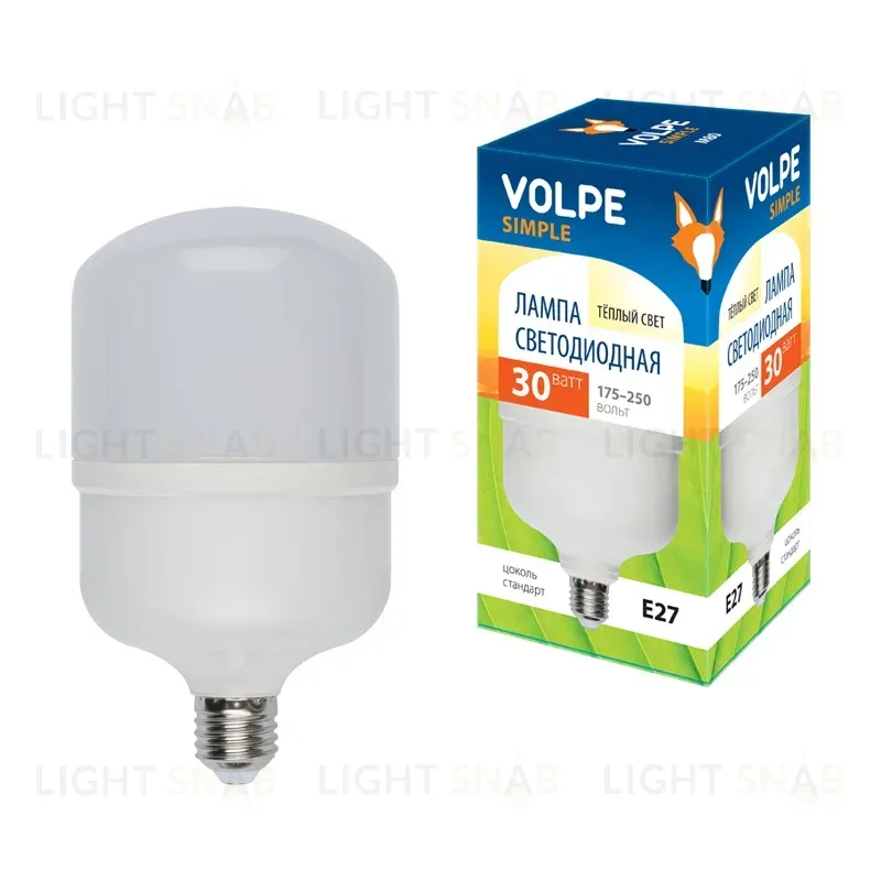Лампа LED сверхмощная (10810) Volpe E27 30W (260W) 3000K M80 LED-M80-30W/WW/E27/FR/S LED-M80-30W/WW/E27/FR/S картон