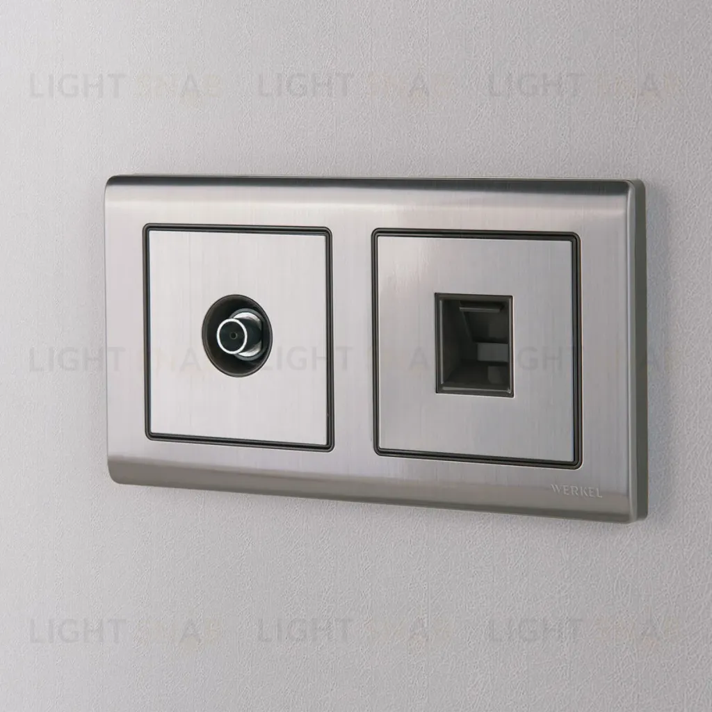Лицевая панель Werkel розетки RJ45 и RJ11 глянцевый никель WL02-RJ-CP 4690389100406 4690389100406