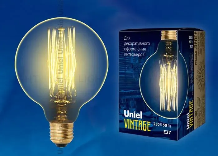 Лампа накаливания (UL-00000486) Uniel E27 40W золотистая IL-V-L45A-40/GOLDEN/E27 CW01 IL-V-L45A-40/GOLDEN/E27 CW01