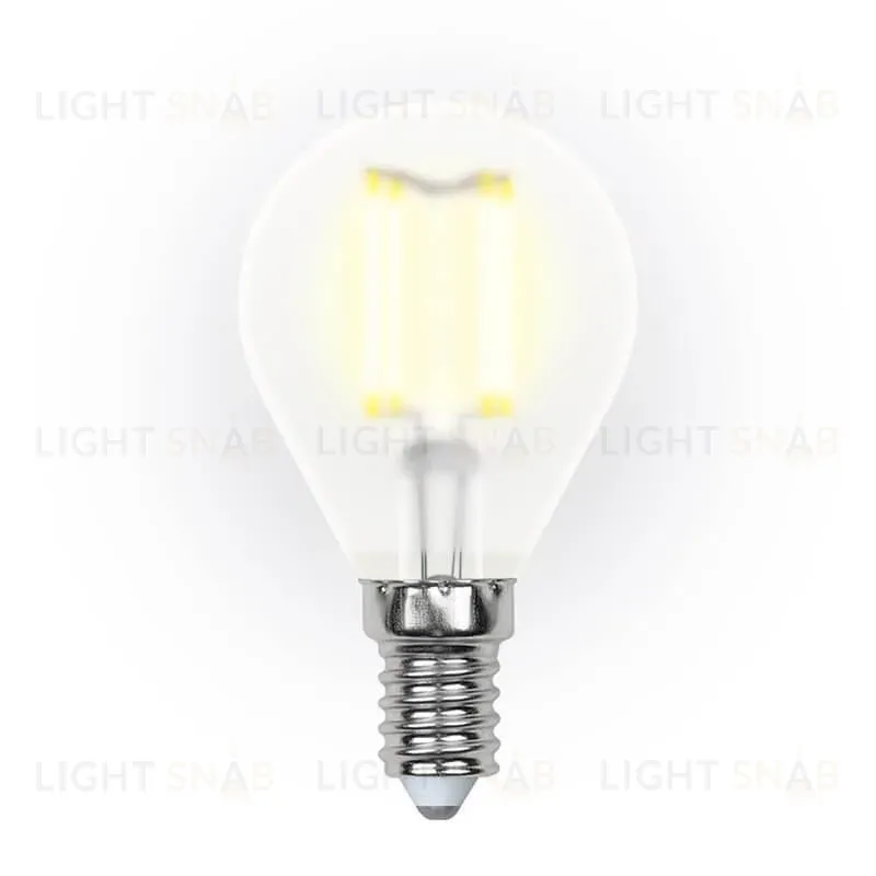 Лампа светодиодная филаментная (UL-00000303) Uniel E14 6W 3000K матовая LED-G45-6W/WW/E14/FR PLS02WH LED-G45-6W/WW/E14/FR PLS02WH картон