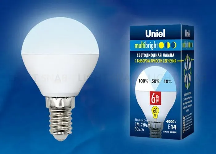 Лампа светодиодная (UL-00002374) Uniel E14 6W 4000K матовая LED-C37-6W/NW/E14/FR/MB PLM11WH LED-C37-6W/NW/E14/FR/MB PLM11WH картон