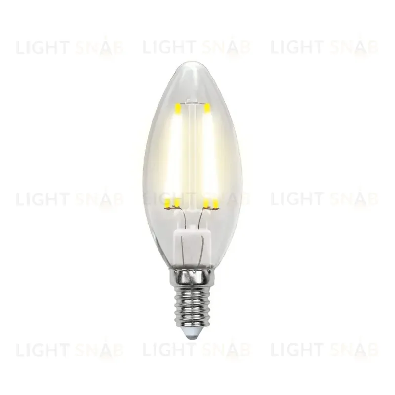 Лампа светодиодная филаментная (UL-00000199) Uniel E14 6W 3000K прозрачная LED-C35-6W/WW/E14/CL PLS02WH LED-C35-6W/WW/E14/CL PLS02WH картон