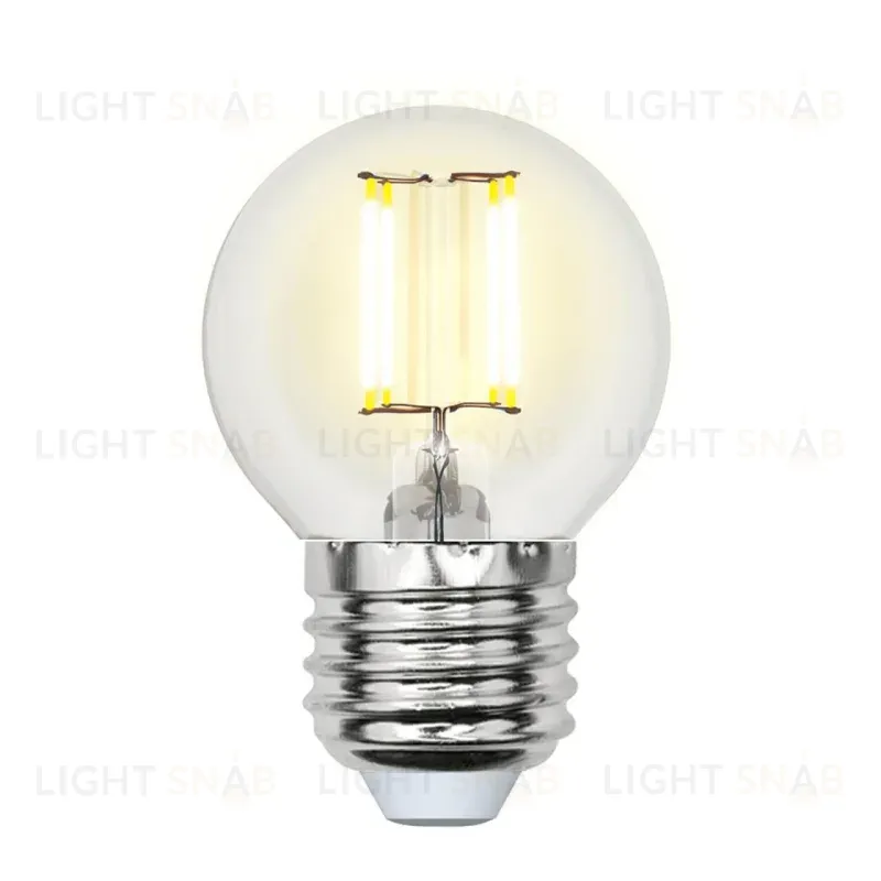 Лампа светодиодная филаментная (UL-00002208) Uniel E27 6W 4000K прозрачная LED-G45-6W/NW/E27/CL GLA01TR LED-G45-6W/NW/E27/CL GLA01TR картон