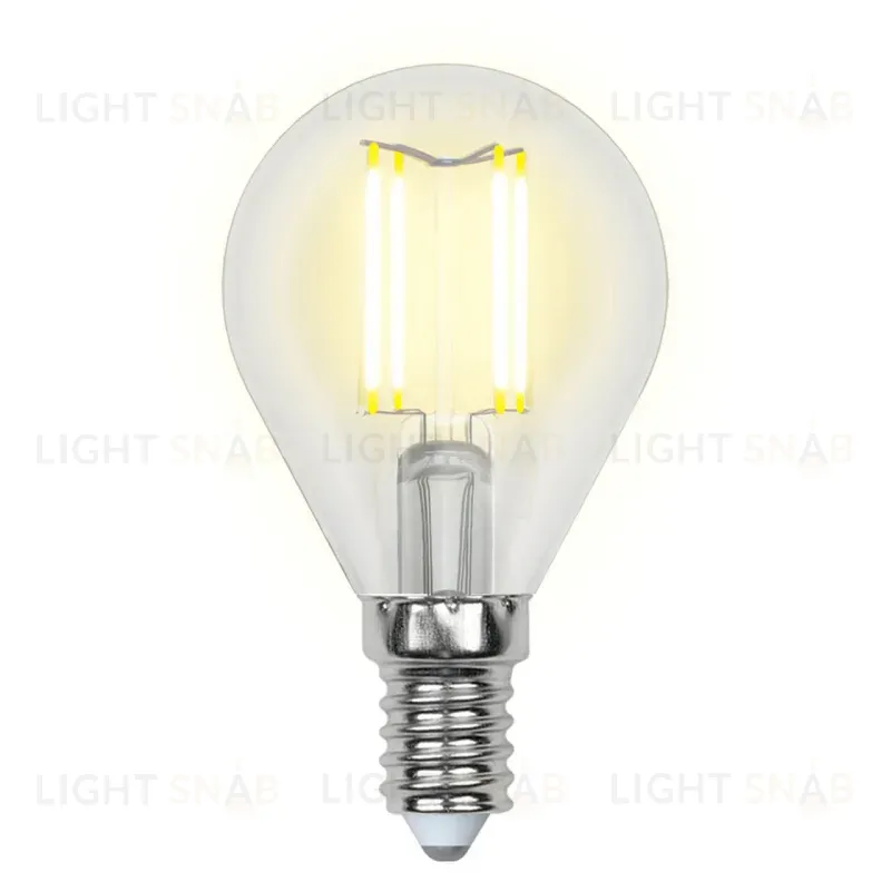 Лампа светодиодная филаментная (UL-00002207) Uniel E14 6W 4000K прозрачная LED-G45-6W/NW/E14/CL GLA01TR LED-G45-6W/NW/E14/CL GLA01TR картон