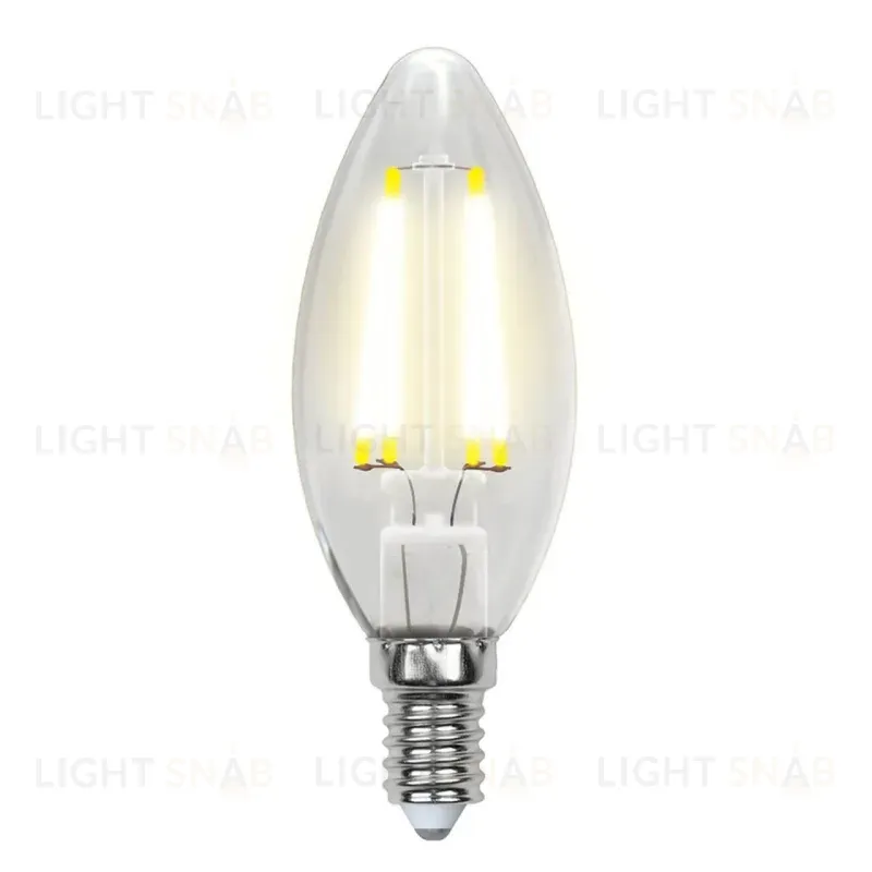Лампа светодиодная филаментная (UL-00002198) Uniel E14 6W 4000K прозрачная LED-C35-6W/NW/E14/CL GLA01TR LED-C35-6W/NW/E14/CL GLA01TR картон