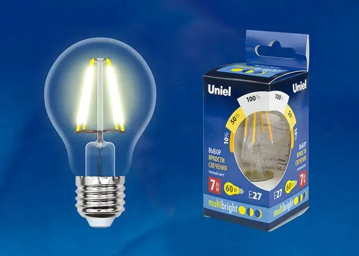 Лампа светодиодная филаментная Uniel E27 5W 3000K прозрачная LED-G45-5W/WW/E27/CL/MB GLM10TR LED-G45-5W/WW/E27/CL/MB GLM10TR картон