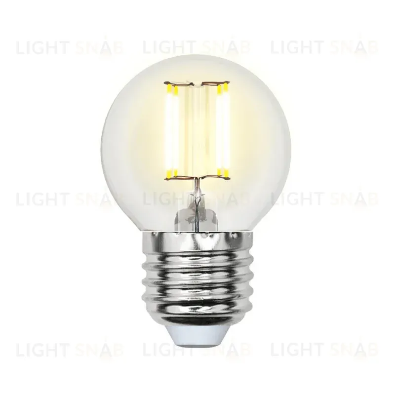 Лампа светодиодная филаментная Uniel E27 5W 3000K прозрачная LED-G45-5W/WW/E27/CL/MB GLM10TR LED-G45-5W/WW/E27/CL/MB GLM10TR картон