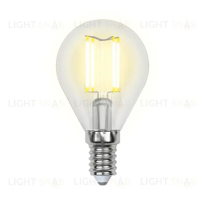 Лампа светодиодная филаментная Uniel E14 5W 3000K прозрачная LED-G45-5W/WW/E14/CL/MB GLM10TR LED-G45-5W/WW/E14/CL/MB GLM10TR картон