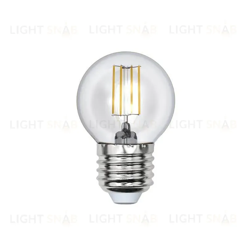 Лампа светодиодная филаментная (UL-00000196) Uniel E27 6W 3000K прозрачная LED-G45-6W/WW/E27/CL LED-G45-6W/WW/E27/CL PLS02WH LED-G45-6W/WW/E27/CL PLS02WH картон