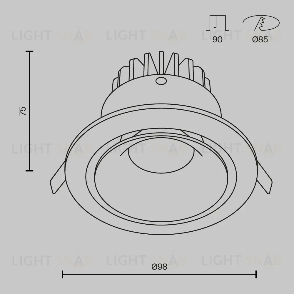 Встраиваемый светодиодный светильник Maytoni Zoom DL031-2-L12W DL031-2-L12W