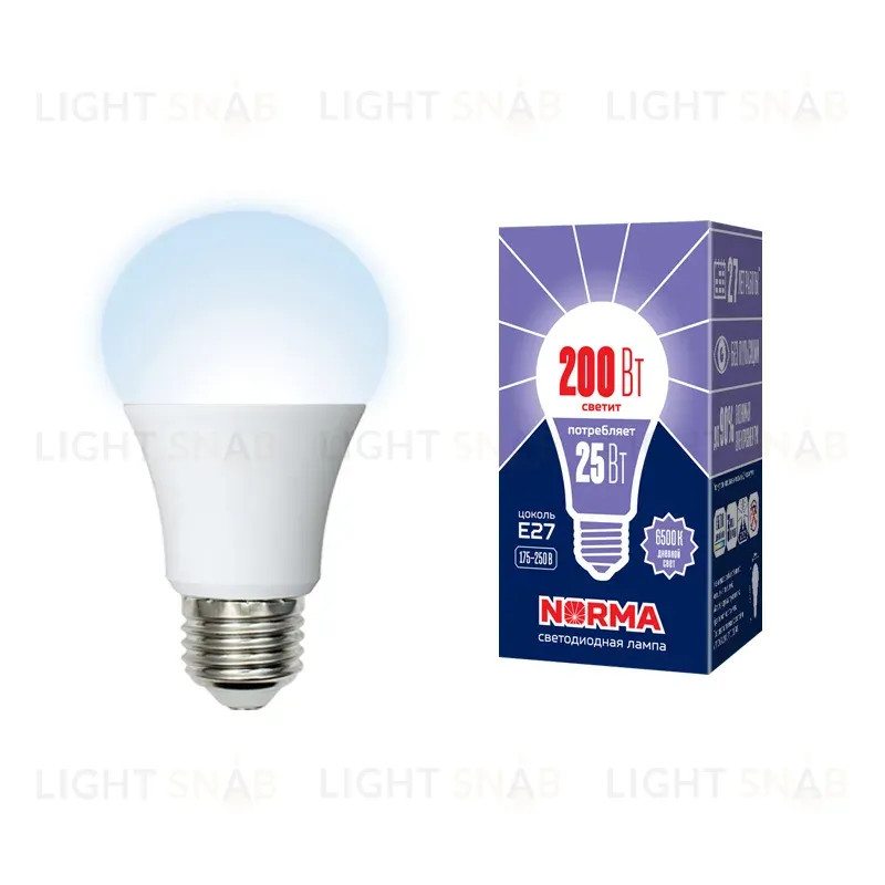 Лампа светодиодная (UL-00004471) Volpe E27 25W 6500K матовая LED-A70-25W/6500K/E27/FR/NR LED-A70-25W/6500K/E27/FR/NR картон