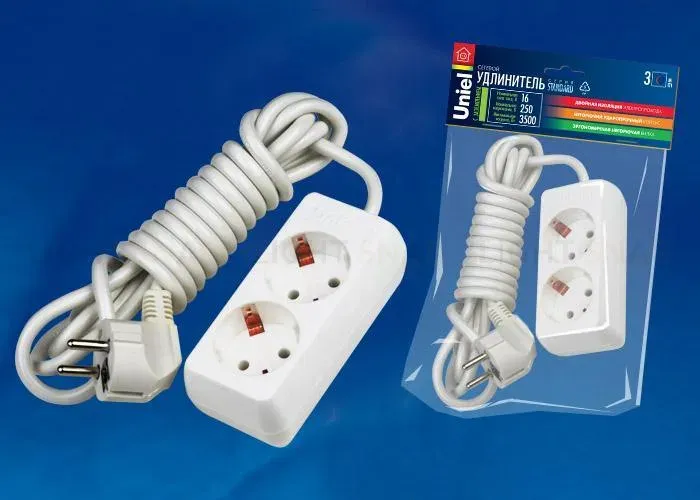 Удлинитель (02885) Uniel 2гн х 3м с/з Standard S-GCD2-3 S-GCD2-3