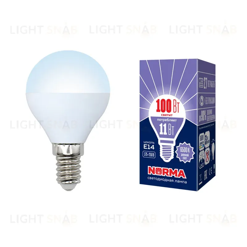 Лампа светодиодная (UL-00003830) Volpe E14 11W 6500K матовая LED-G45-11W/DW/E14/FR/NR LED-G45-11W/DW/E14/FR/NR картон