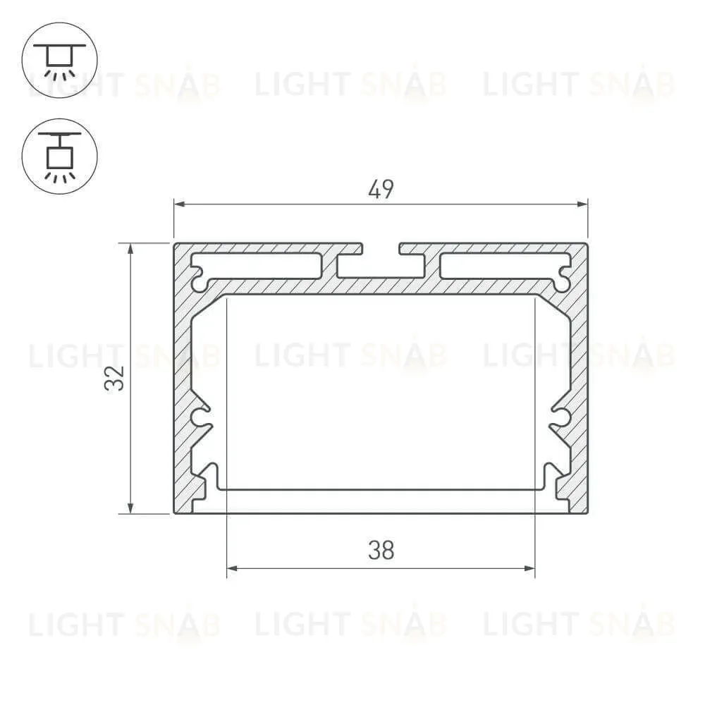 Профиль с экраном Arlight SL-LINE-4932-2500 ANOD+OPAL 020465 020465