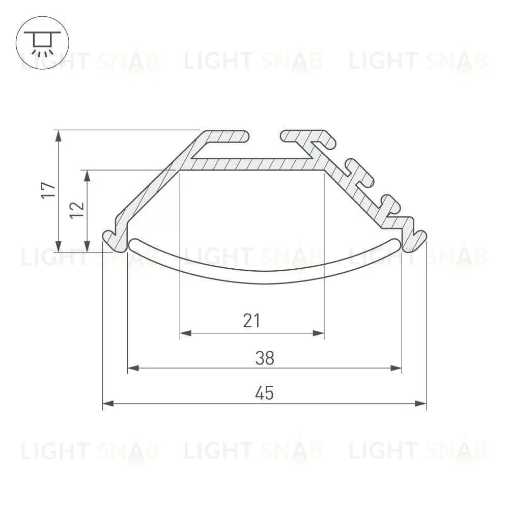 Профиль Arlight KLUS-P45-2000 ANOD 020898 020898