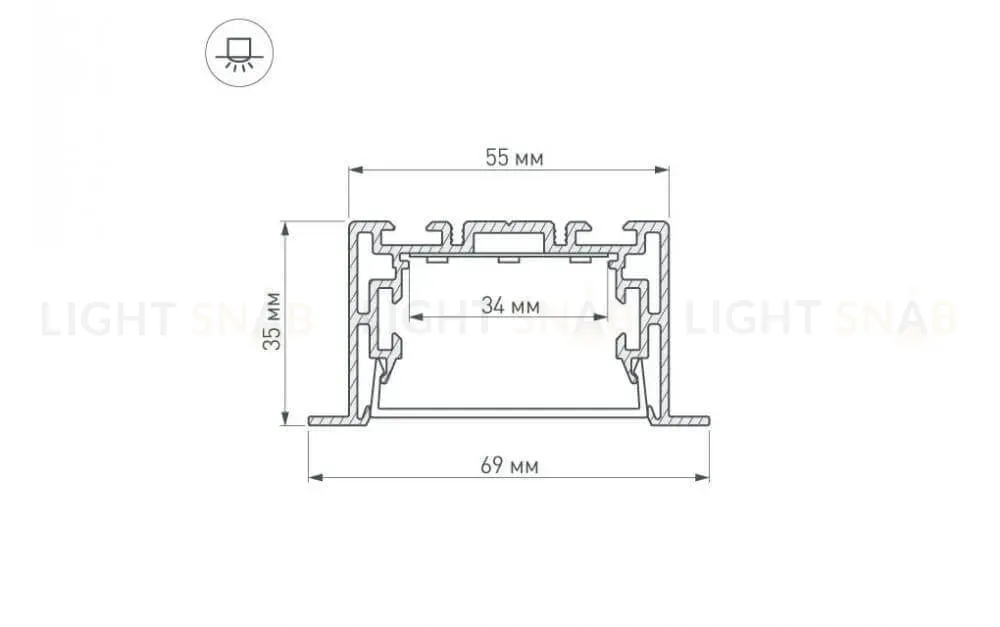 Профиль с экраном Arlight S2-LINIA69-F-2500 ANOD+OPAL 021177 021177