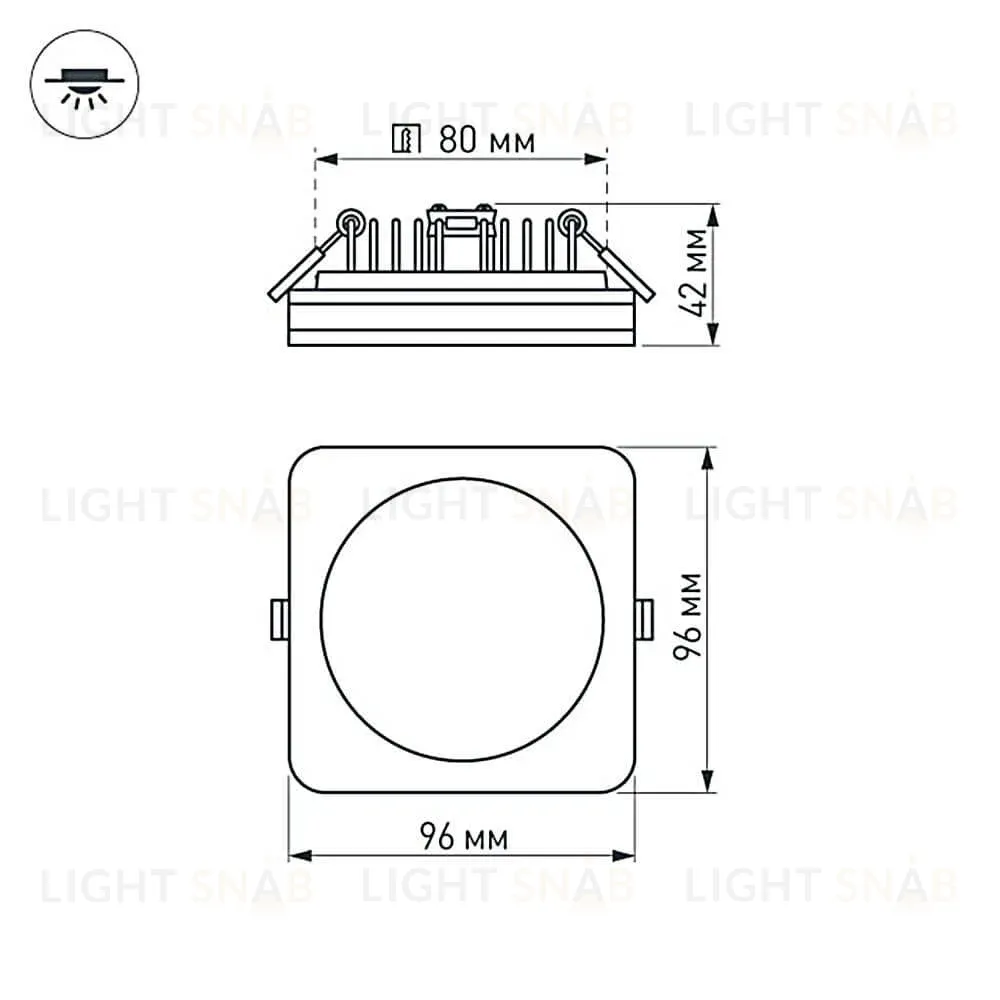 Влагозащищенный светильник Arlight LTD-96x96SOL-BK-10W Day White 022008 022008