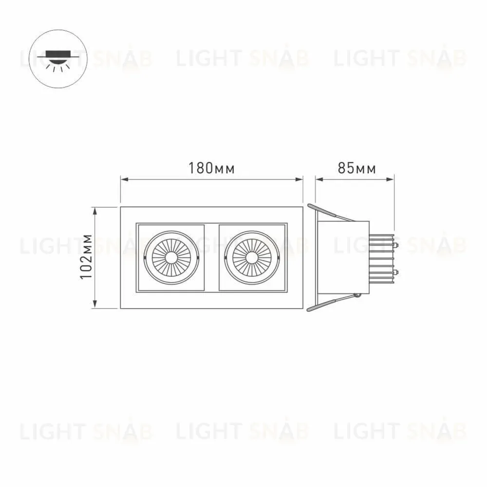Встраиваемый светильник Arlight CL-KARDAN-S180x102-2x9W Day 024129 024129