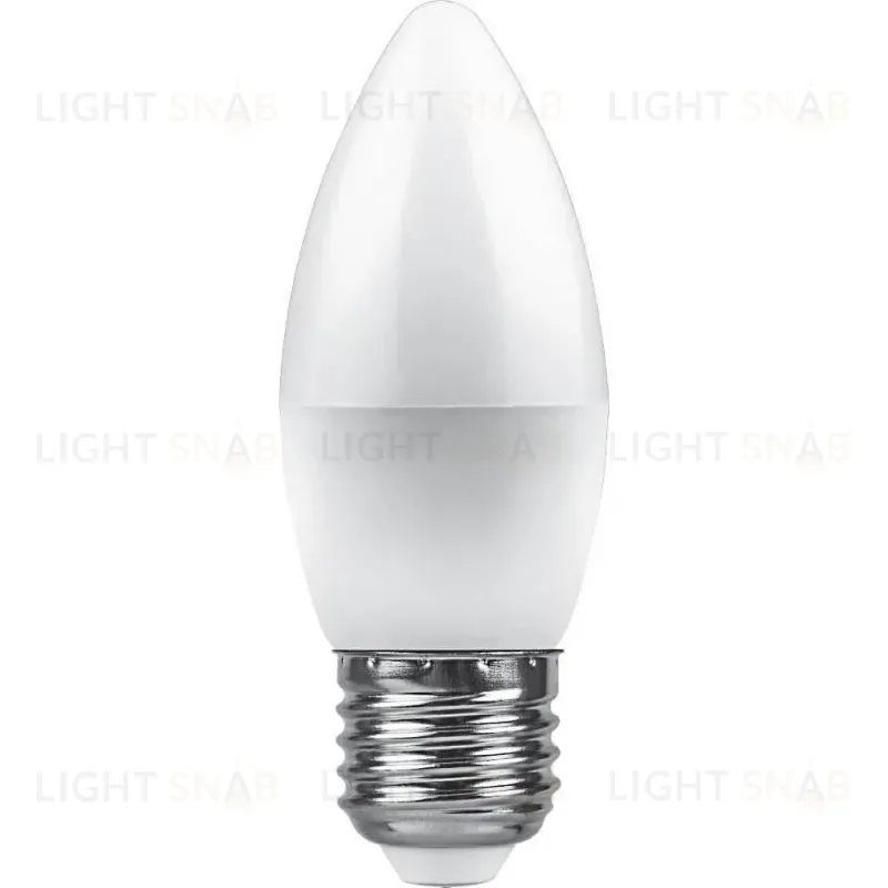 Лампа светодиодная Feron E27 9W 6400K Свеча Матовая LB-570 25938 25938