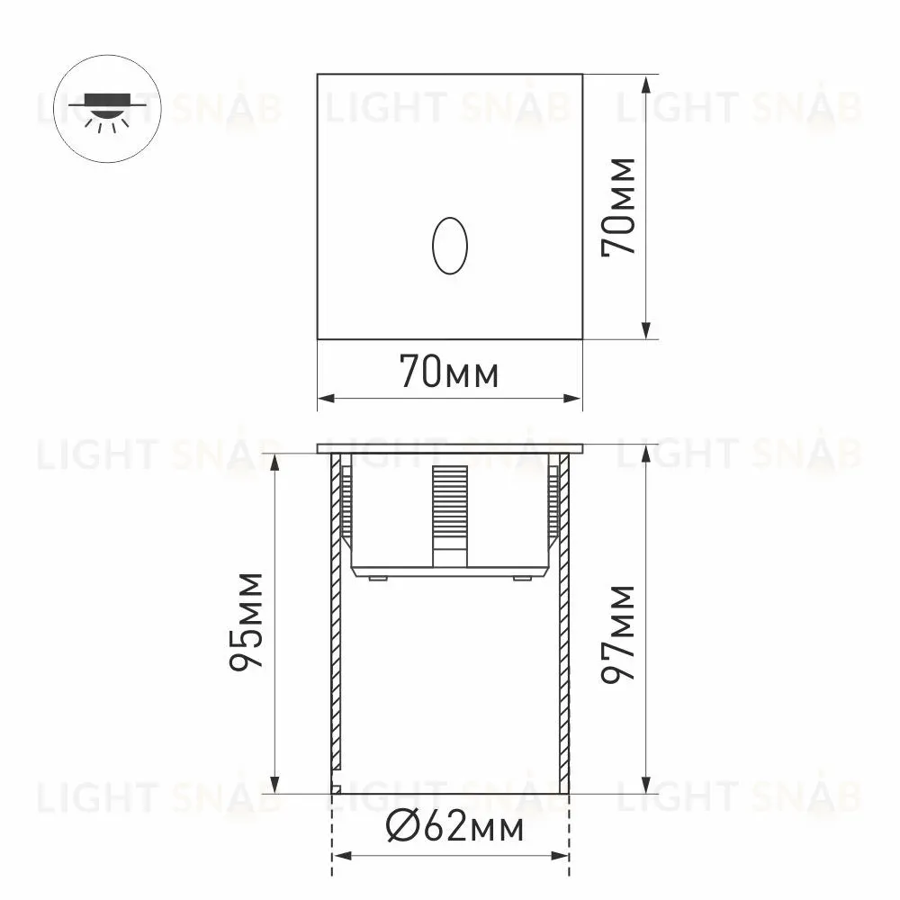 Светильник для ступеней Arlight LT-GAP-S70x70-3W Warm3000 025738 025738